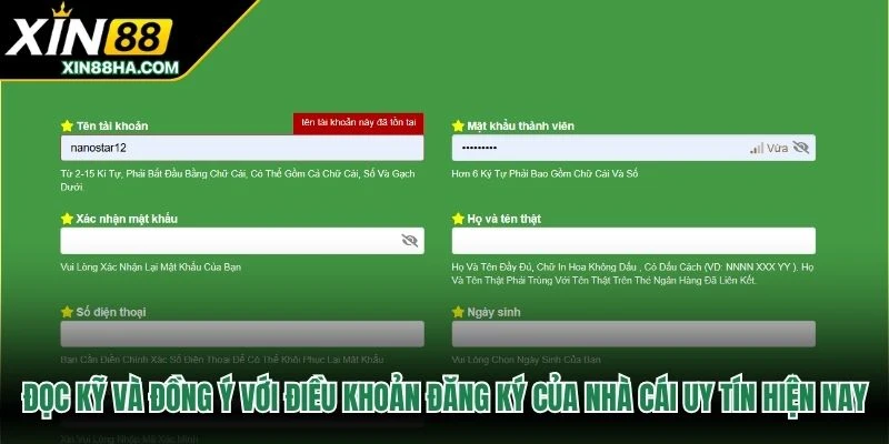 Đọc kỹ và đồng ý với điều khoản đăng ký của nhà cái uy tín hiện nay