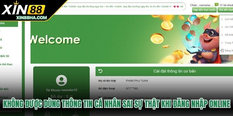 Không được dùng thông tin cá nhân sai sự thật khi đăng nhập online
