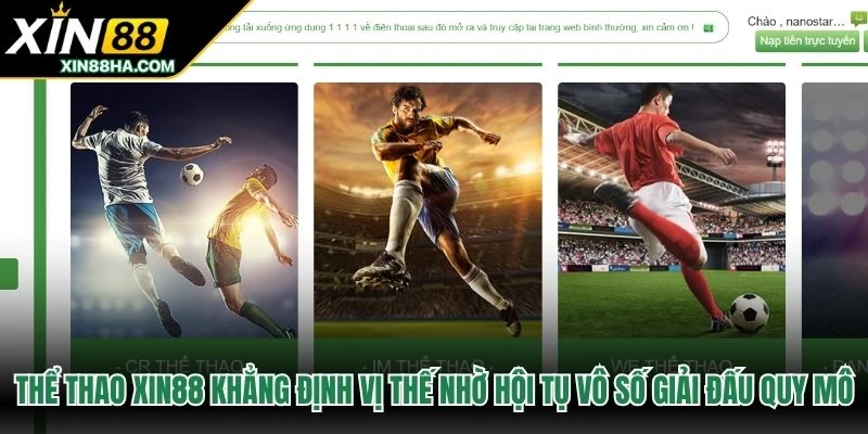 Thể thao XIN88 khẳng định vị thế nhờ hội tụ vô số giải đấu quy mô